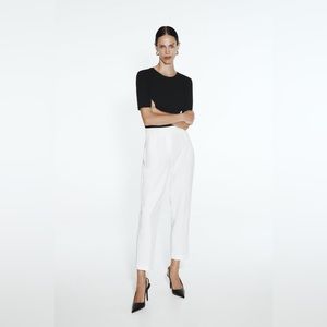 NEW WITH TAGS VIRAL WHITE ZARA HIGH-WAISTED PANTS - XS